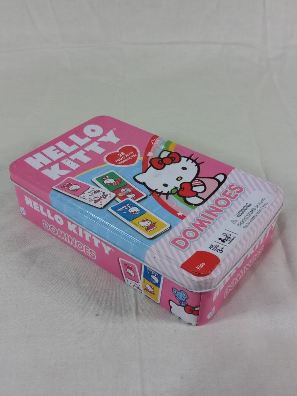 *Empty Box* Hello Kitty Dominoes Iron Tin Storage Box *VINTAGE* in Good Cond